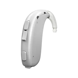Oticon_Xceed_BTE_SP_Left_C044Silver_LEDoff_Hook_900x900px_Original file